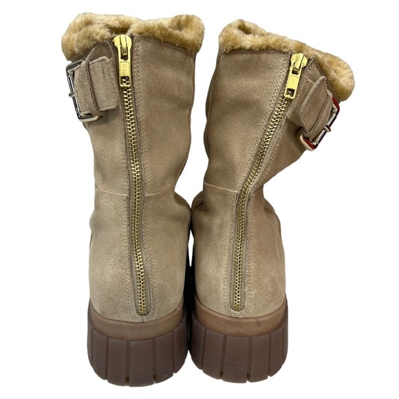 Free People NEW Fable Tan Suede Ruched Lug Sole Boots Size 41 or US 10 - Picture 3 of 10